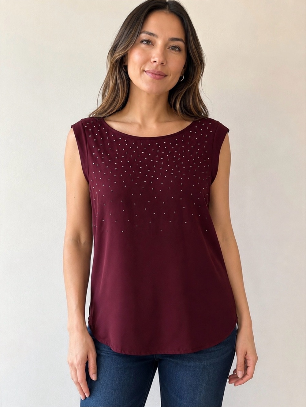 Apt. 9 Wine Sleeveless Studded Camisole Size Large